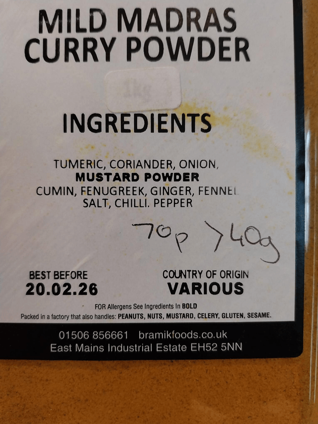 Curry powder mild Madras 40g